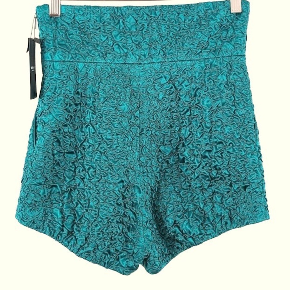 NWT‎ Saint Laurent Emerald Green Silk Crinkled High Waisted Shorts Size 36 - Picture 4 of 9